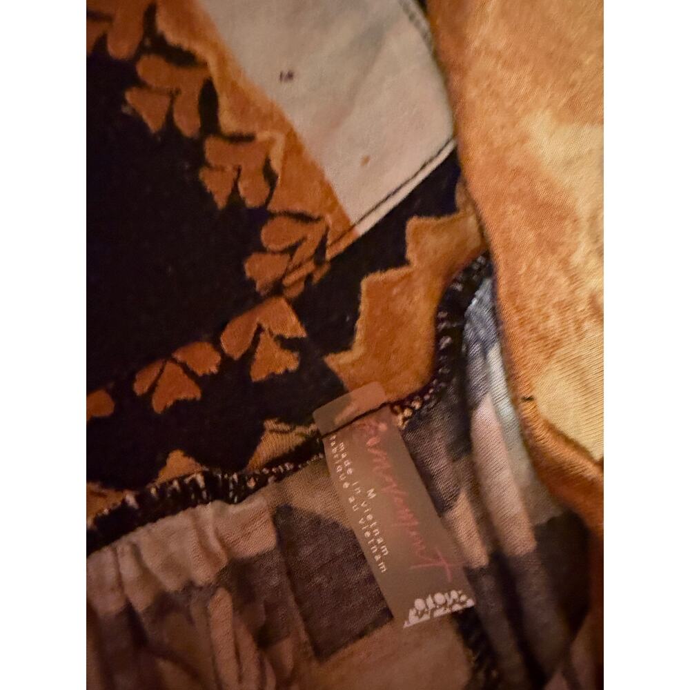 Free People Movement Boho Brown & Blue Printed Wide Leg Flowing Yoga Pants Med - Picture 5 of 13